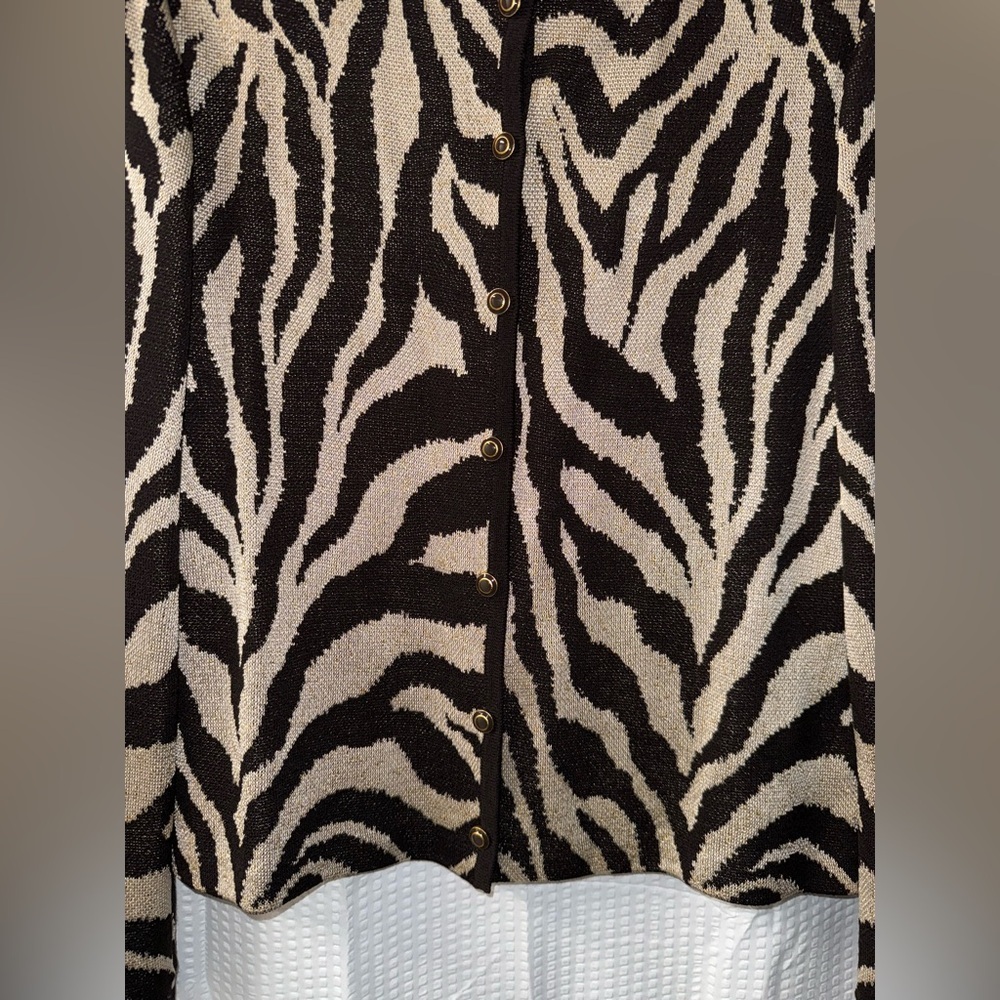 St. John Collection Zebra Pattern Knit Cardigan S… - image 3